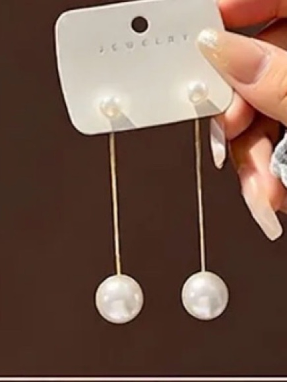 White Pearl Double-Sided Stud Earrings - Elegant Women's Jewelry